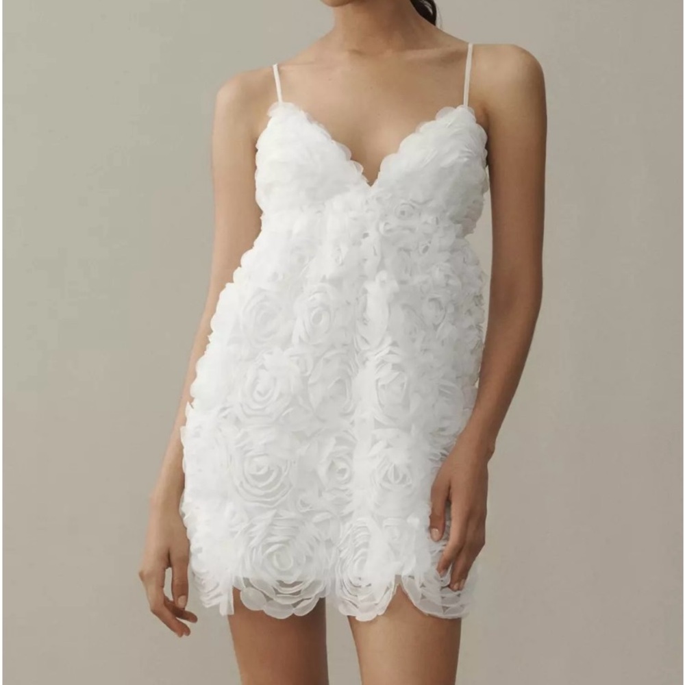 White Mini Anthropologie Dress w/ floral lace detailing